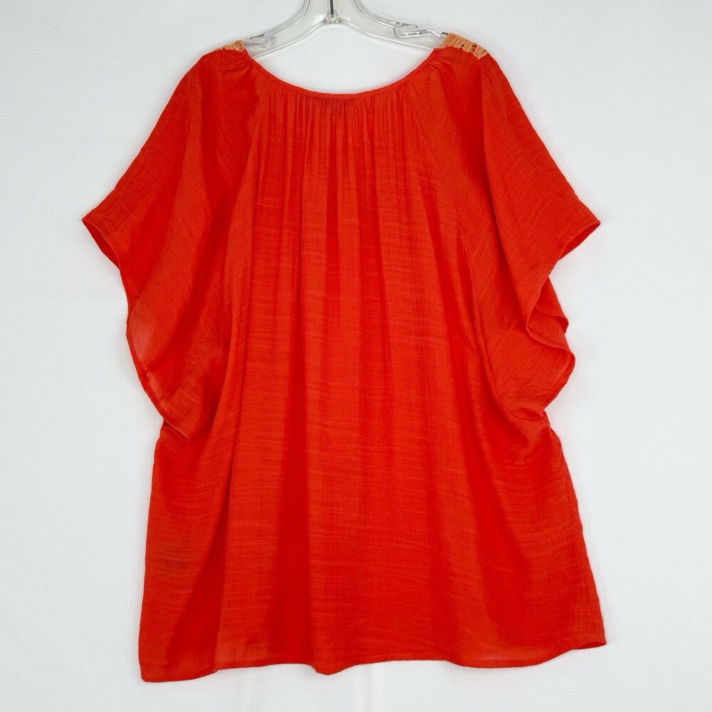 Unique Spectrum Women's Crochet Orange Size 2X Blouse Tunic Short Sleeve - Picture 3 of 16